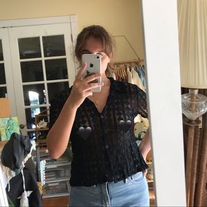 Vintage Black lace button down